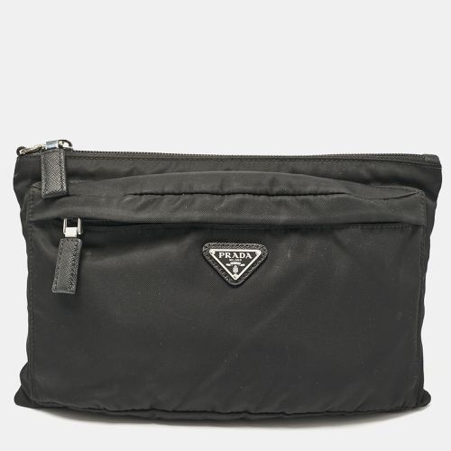 Re-Nylon Triangle Logo Zip Pouch Clutch - Prada - Modalova