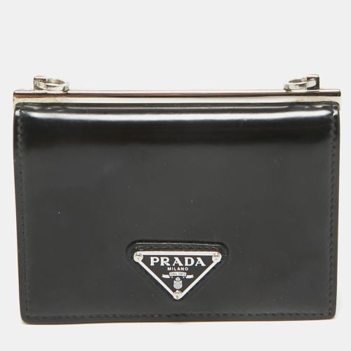 Brushed Leather Card Holder - Prada - Modalova