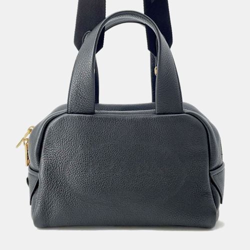 Prada Black Calf Leather Punching Logo Handbag - Prada - Modalova