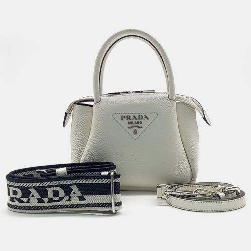 Prada Cream Leather zipper closure mini tote bag - Prada - Modalova