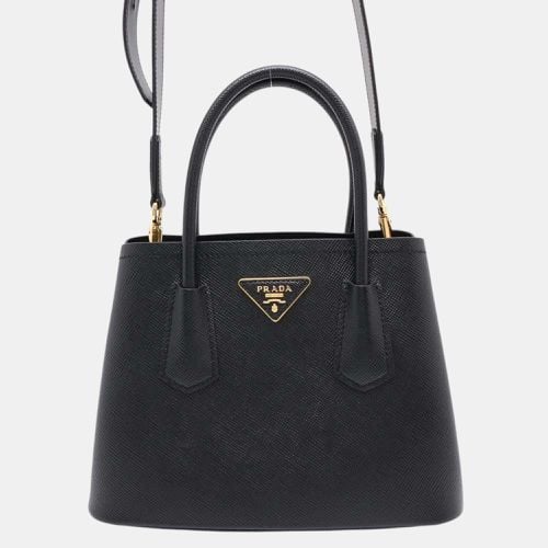 Prada Black Leather Doble Handbag - Prada - Modalova