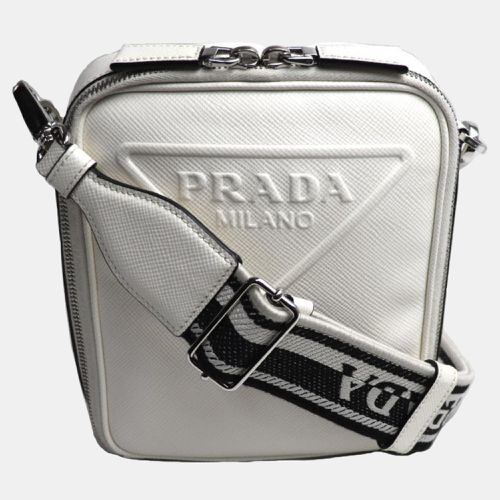 Prada White Saffiano Triangle Shoulder Bag - Prada - Modalova