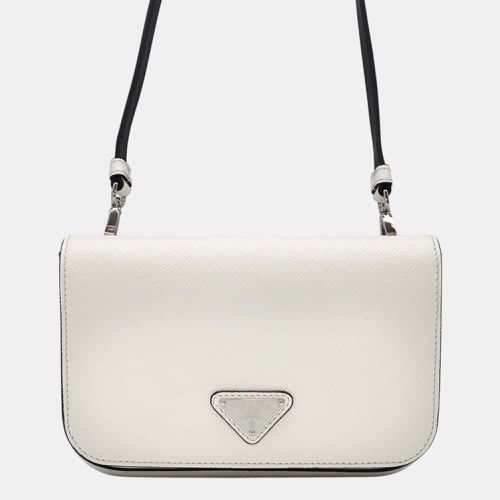 Prada White Saffiano Leather Shoulder Bag - Prada - Modalova