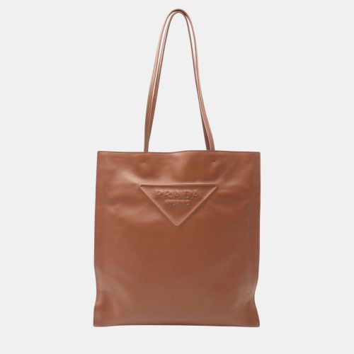 Prada Leather Brown Triangle Tote Bag - Prada - Modalova