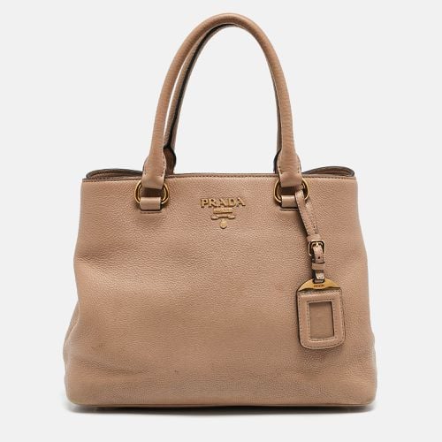 Prada Beige Leather Middle Zip Tote - Prada - Modalova