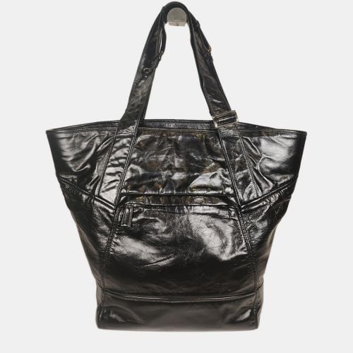 Prada Black Leather Triangle Logo Tote Bag - Prada - Modalova