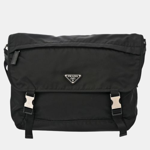 Prada Black Re-Nylon X Saffiano Leather Shoulder Bag - Prada - Modalova