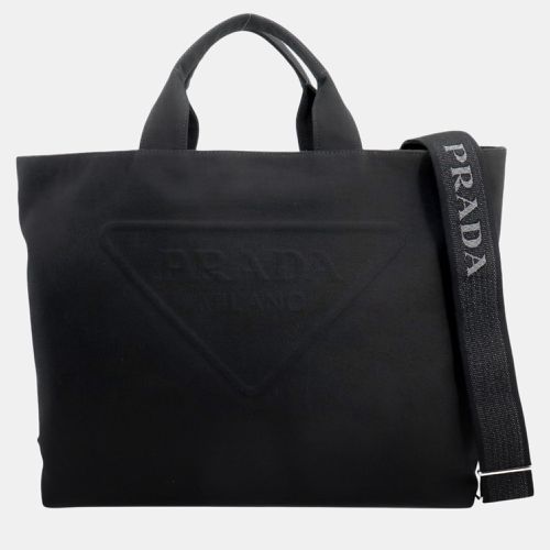 Prada Drill Tote Shoulder Bag Canvas Black - Prada - Modalova