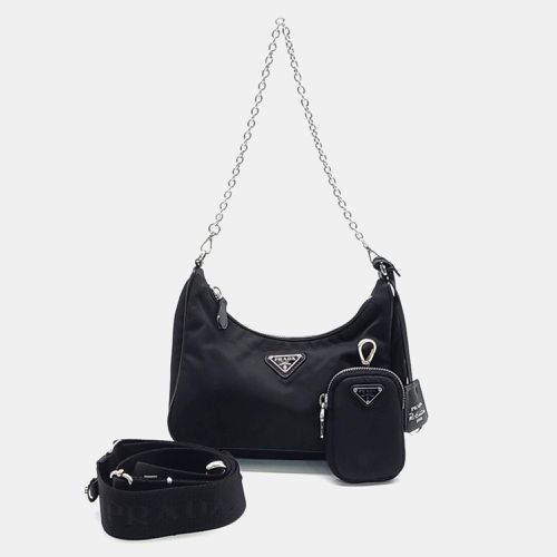 Prada Black Fabric Tesuto Chain Strap Hobo Bag - Prada - Modalova