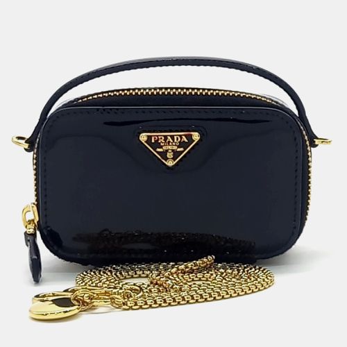 Prada Black Leather patent mini pouch - Prada - Modalova