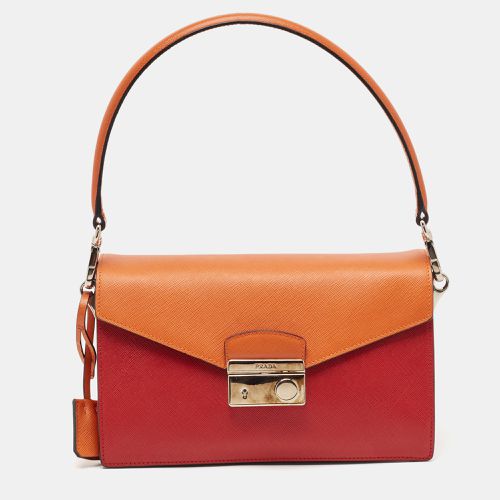 Prada Orange/Red Saffiano Leather Sound Flap Bag - Prada - Modalova