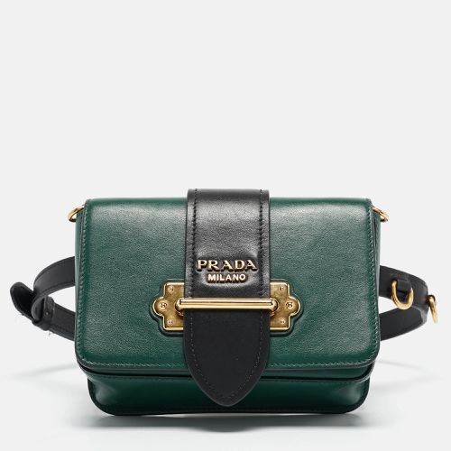 Prada Green/Black City Calf Leather Cahier Belt Bag - Prada - Modalova