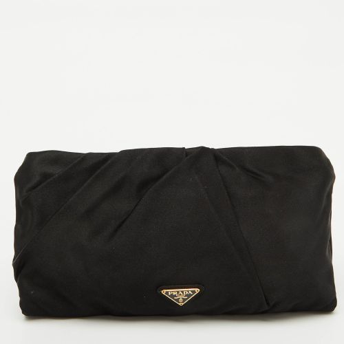 Prada Black Satin Raso Rose Zip Pouch Clutch - Prada - Modalova