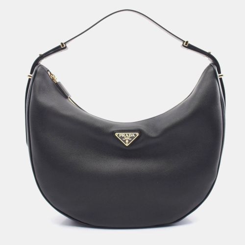 Prada Black Leather Hobo Bag - Prada - Modalova