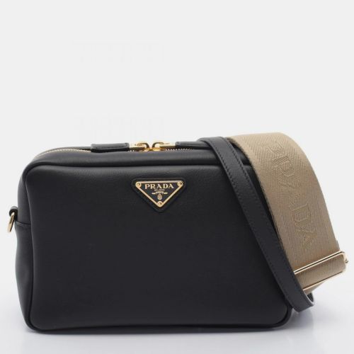 Prada Black Leather Soft Grain Shoulder Bag - Prada - Modalova