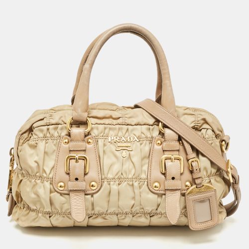 Prada Beige Gaufre Leather and Nylon Zip Satchel - Prada - Modalova