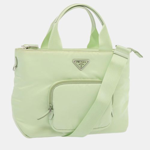 Prada Blue Nylon Tessuto Front Pocket Padded Tote Bag - Prada - Modalova