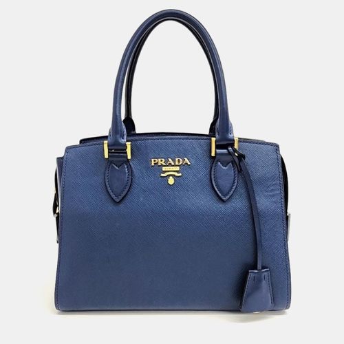 Prada Blue Leather Saffiano Shoulder Bag - Prada - Modalova