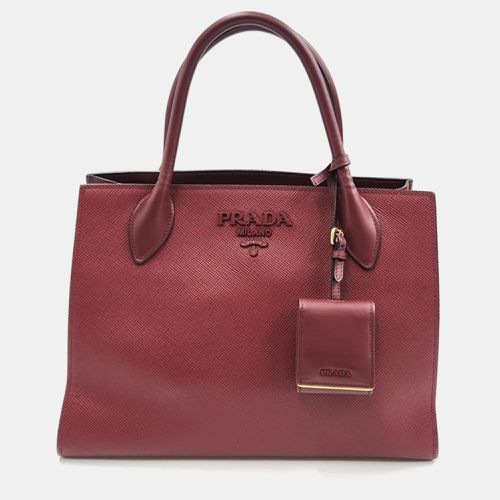 Prada Red Saffiano Cuir Leather Monochrome Satchel Bag - Prada - Modalova