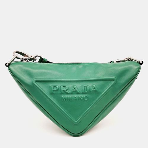 Prada Green Leather Triangle Shoulder Bag - Prada - Modalova