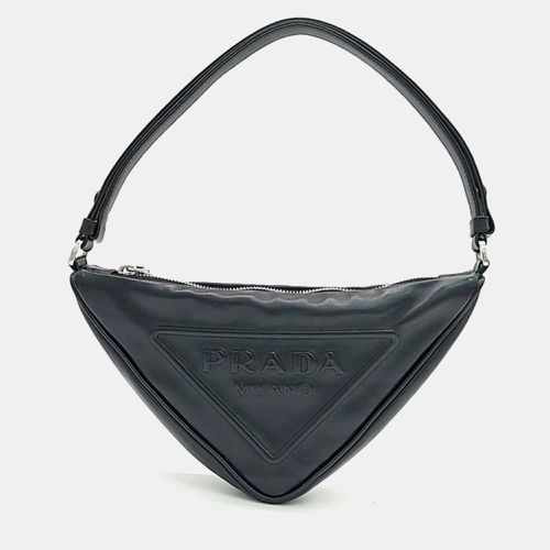 Prada Black Leather Triangle Pouch - Prada - Modalova