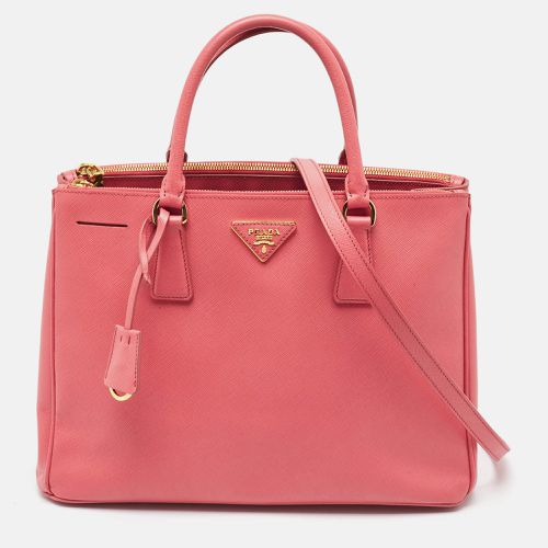 Prada Dark Pink Saffiano Leather Medium Double Zip Tote - Prada - Modalova