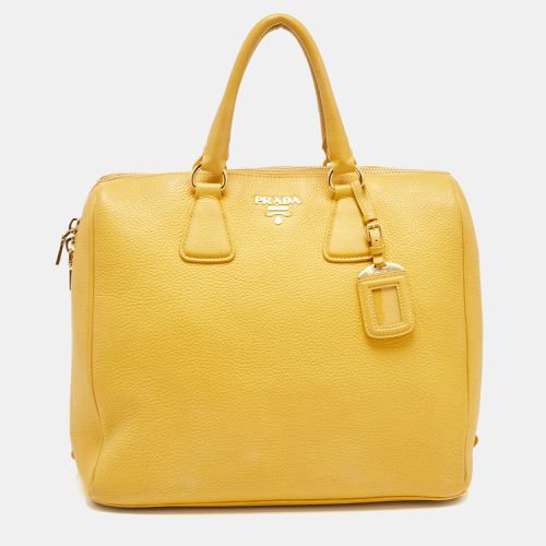 Prada Mustard Vitello Daino Leather Boston Duffel Bag - Prada - Modalova