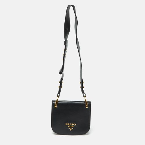 Prada Black Leather City Calf Pionnière Saddle Shoulder Bag - Prada - Modalova