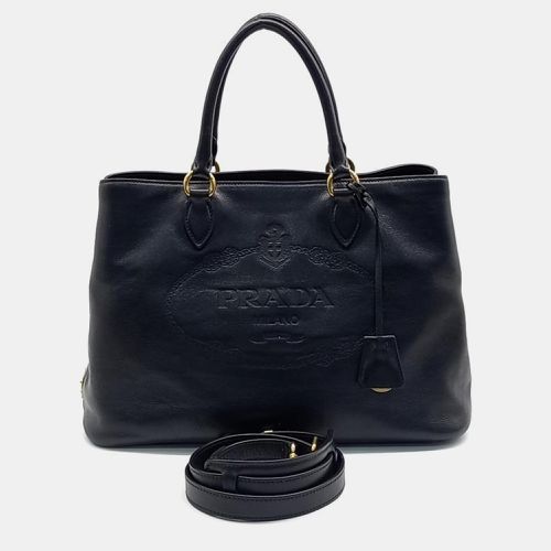 Prada Black Leather Glace Calf Tote Bag - Prada - Modalova