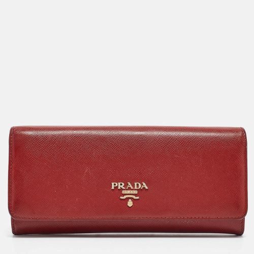 Prada Red Saffiano Metal Leather Logo Flap Continental Wallet - Prada - Modalova