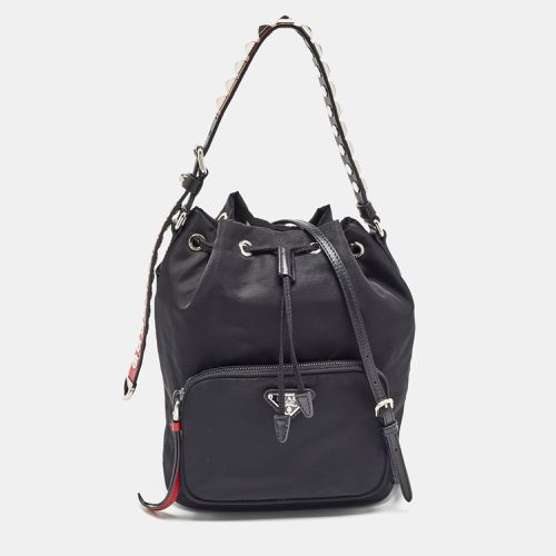 Prada Black Nylon Duet Drawstring Bucket Bag - Prada - Modalova