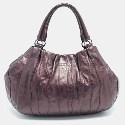 Prada Metallic Purple Leather Wave Hobo - Prada - Modalova