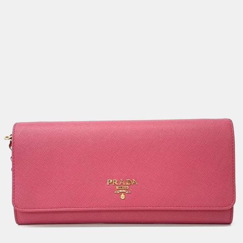 Prada Pink Saffiano Lux Leather Wallet On Chain - Prada - Modalova