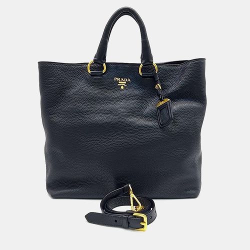 Prada Black Leather Vitello Diano Tote Bag - Prada - Modalova