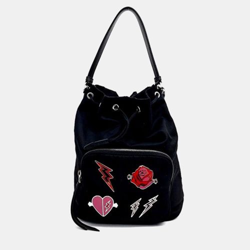 Prada Black Nylon Embellished Tessuto Bucket Bag - Prada - Modalova