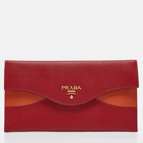 Prada Red/Orange Saffiano Cross Leather Wave Continental Wallet - Prada - Modalova