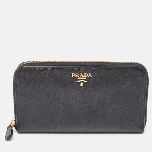 Prada Black Saffiano Leather Zip Around Wallet - Prada - Modalova