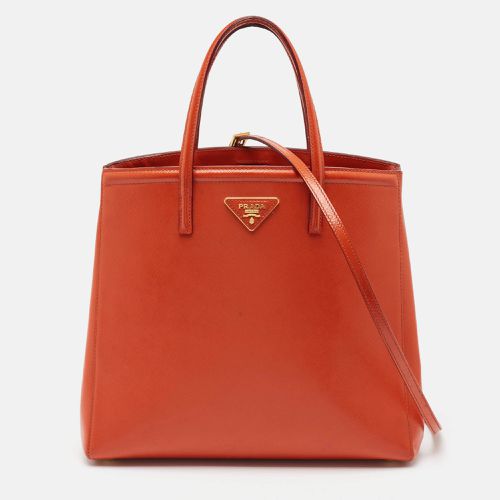 Prada Orange Saffiano Patent Leather Parabole Tote - Prada - Modalova