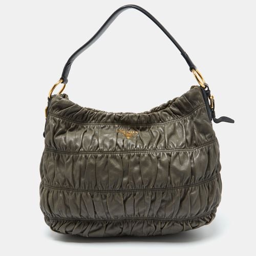 Prada Grey Gaufre Leather Hobo - Prada - Modalova