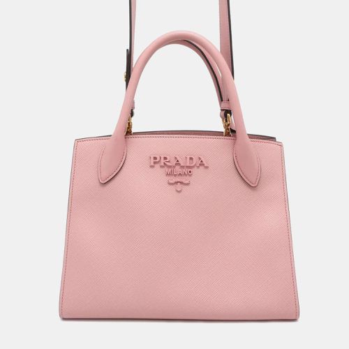 Prada Pink Saffiano Cuir Leather Small Monochrome Tote Bag - Prada - Modalova