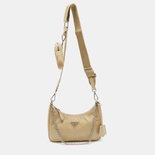 Prada Cream Nylon and Leather Re-Edition 2005 Baguette Bag - Prada - Modalova