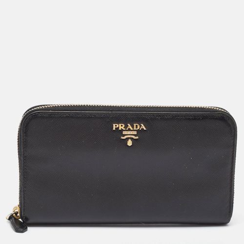 Prada Black Saffiano Lux Leather Zip Continental Wallet - Prada - Modalova