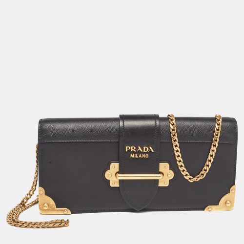 Prada Black Leather Cahier Chain Clutch - Prada - Modalova