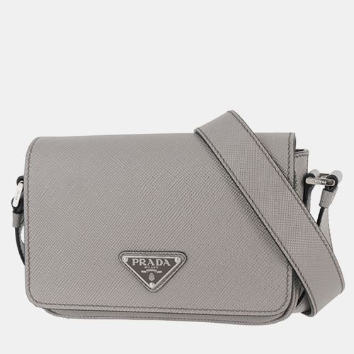 Prada Gray Saffiano Leather Crossbody Bag - Prada - Modalova