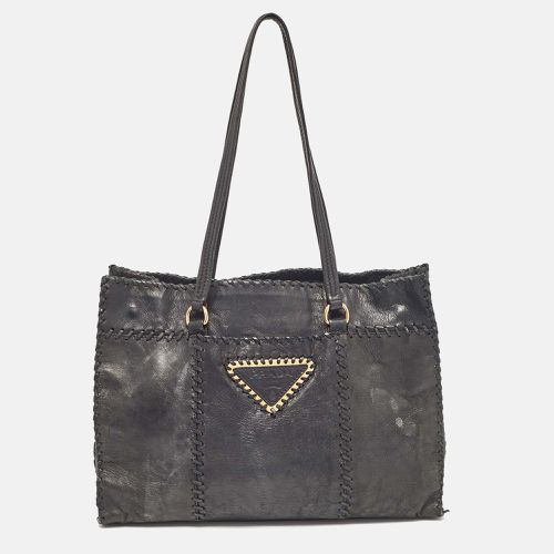 Prada Black Leather Antic Strings Tote - Prada - Modalova