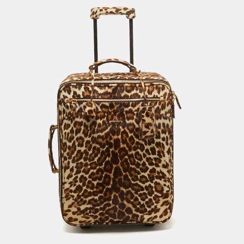 Prada Beige/Brown Calf Hair Rolling Trolley Luggage - Prada - Modalova