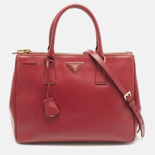 Prada Red Saffiano Leather Medium Double Zip Tote - Prada - Modalova