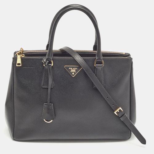 Prada Black Saffiano Leather Medium Double Zip Tote - Prada - Modalova