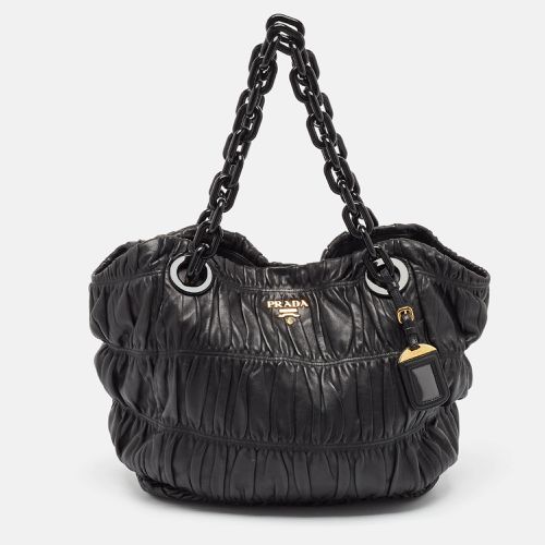 Prada Black Gaufre Leather Chain Hobo - Prada - Modalova