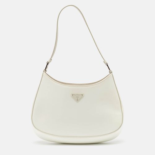 Prada White Glossy Leather Cleo Hobo - Prada - Modalova